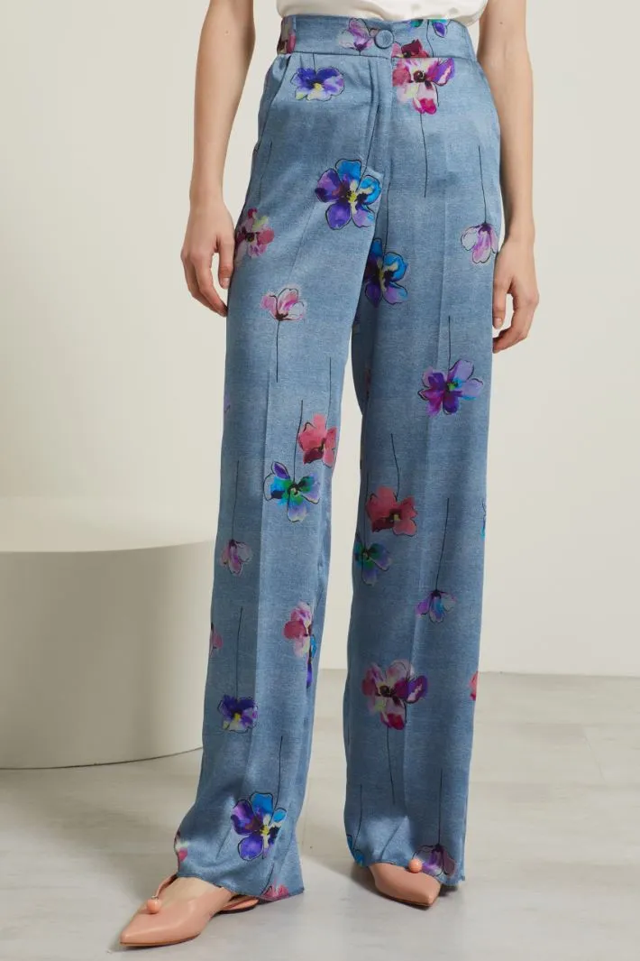 Pantaloni stampati in twill