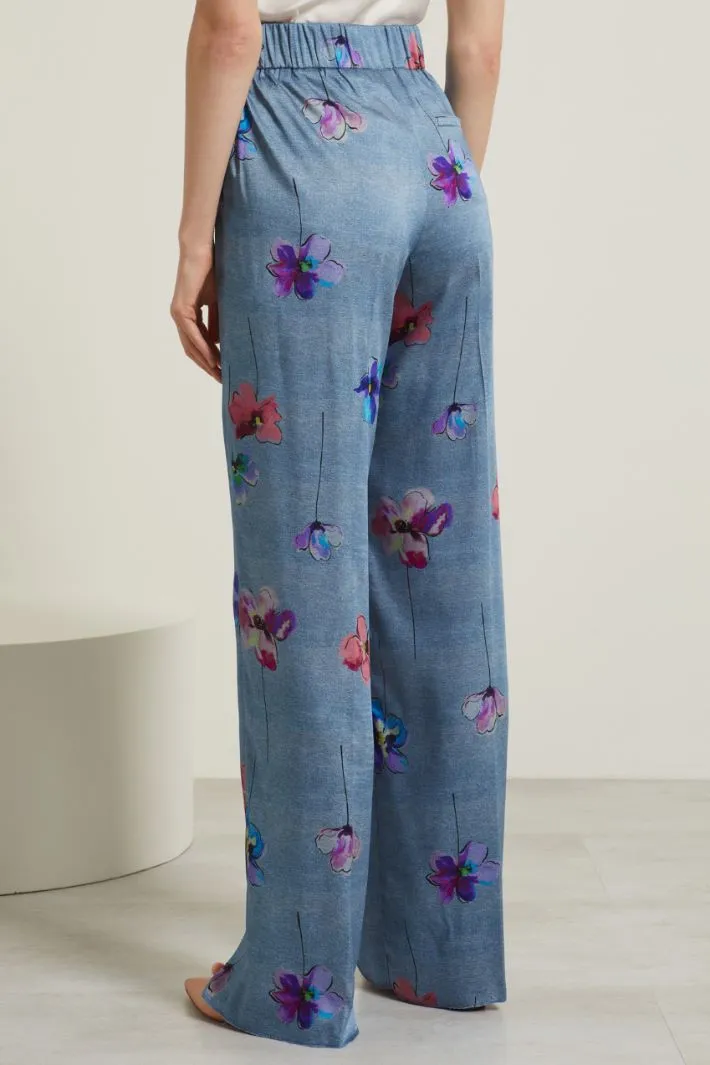 Pantaloni stampati in twill