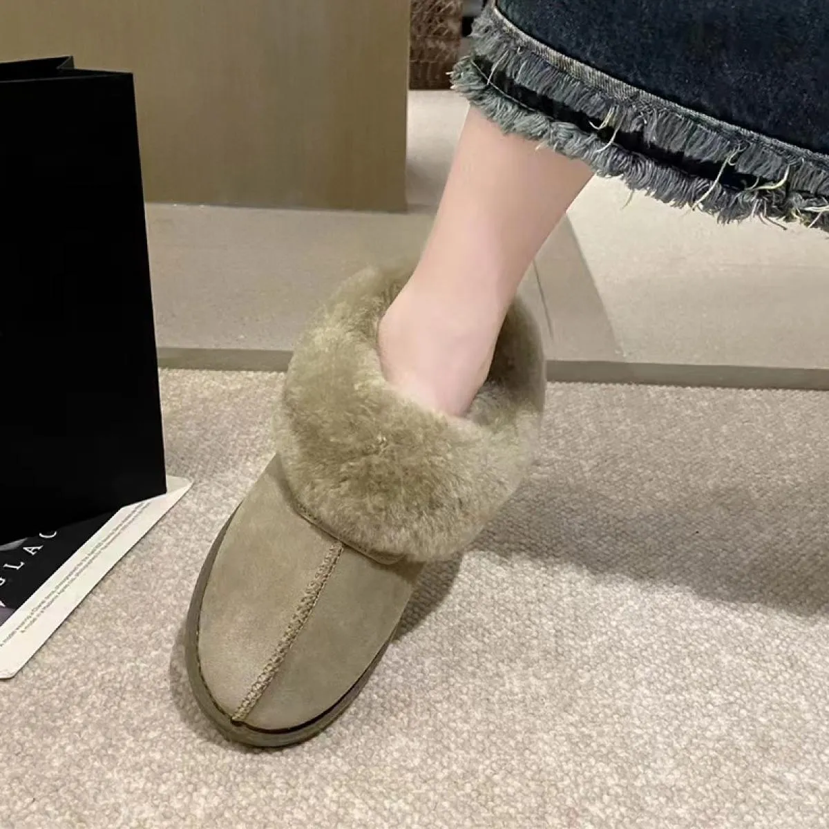 Pelliccia Donna Inverno Appartamenti Caldi Stivali Chelsea Scarpe alla caviglia alla moda 2023 Stivali da neve casual Goth Pelle