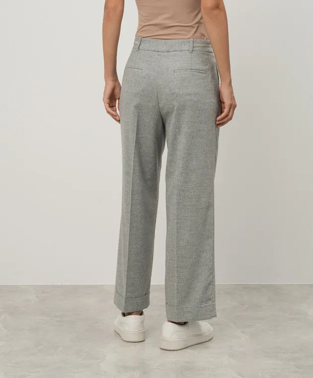 Peserico Pantaloni grigi in lana con catena monil P0479701948