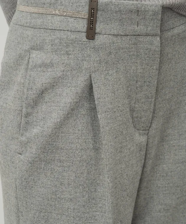 Peserico Pantaloni grigi in lana con catena monil P0479701948