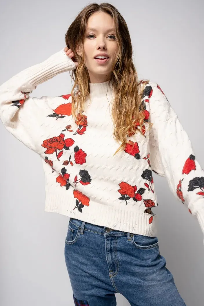 PINKO Pullover stampa rose