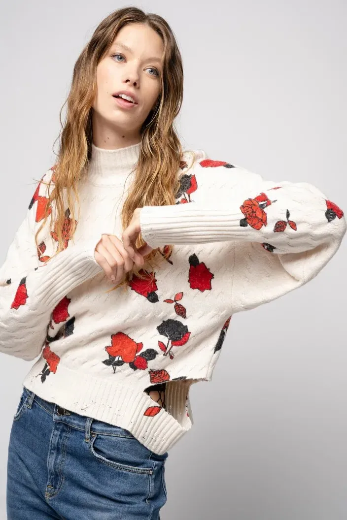 PINKO Pullover stampa rose