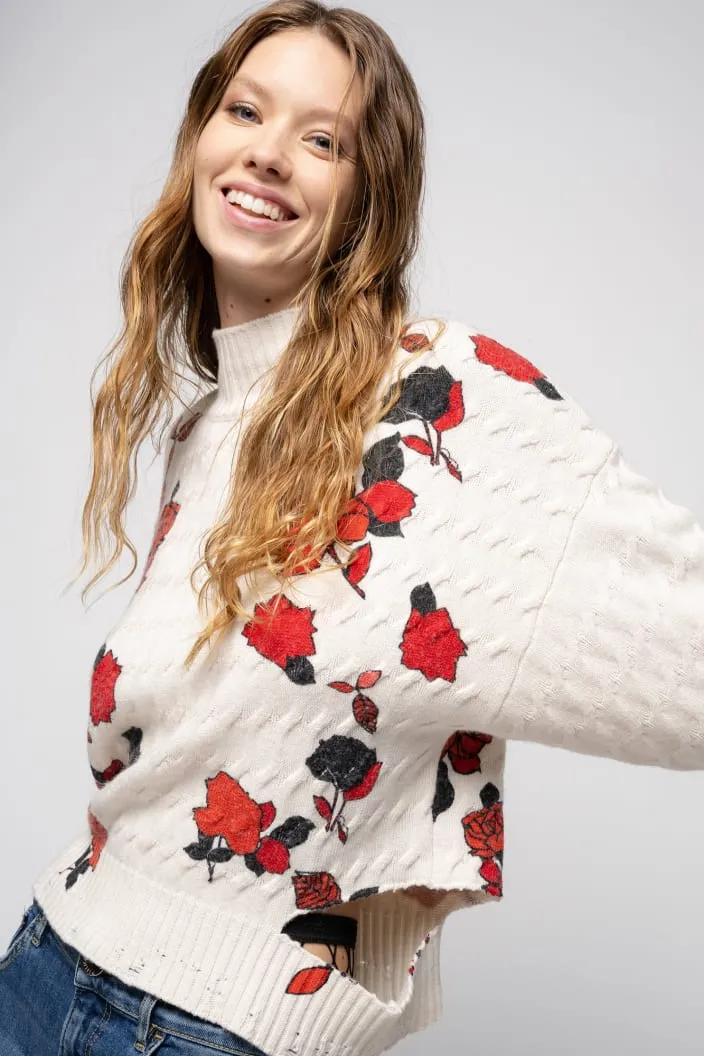PINKO Pullover stampa rose