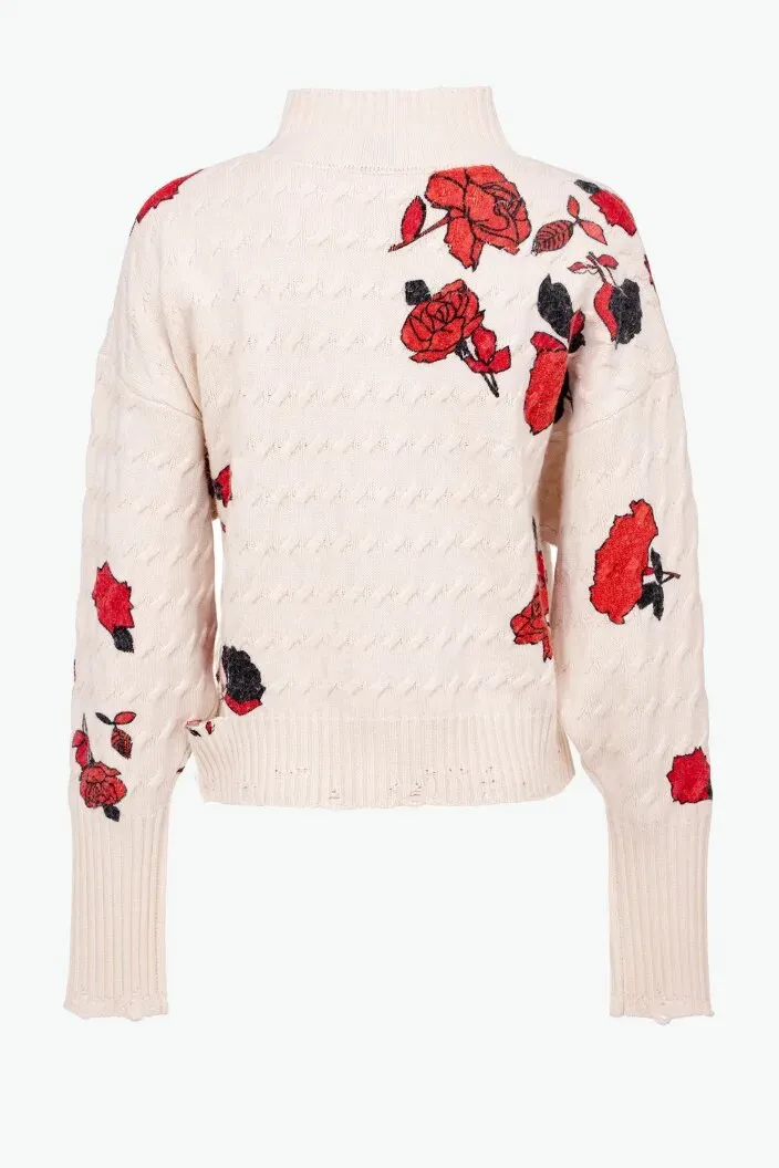 PINKO Pullover stampa rose