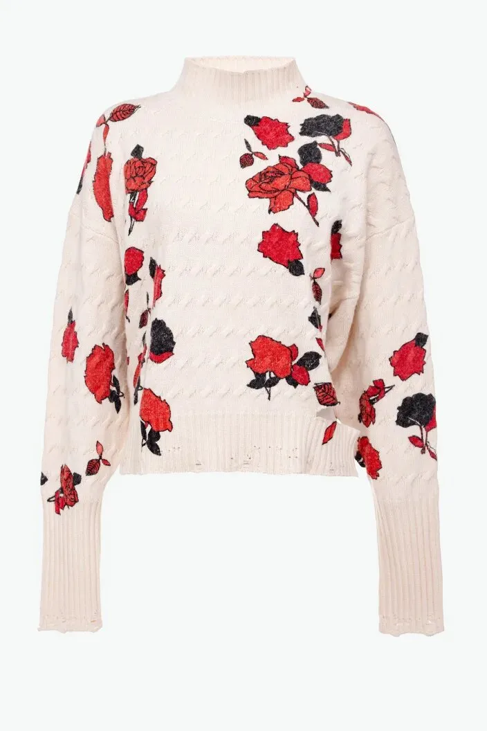 PINKO Pullover stampa rose