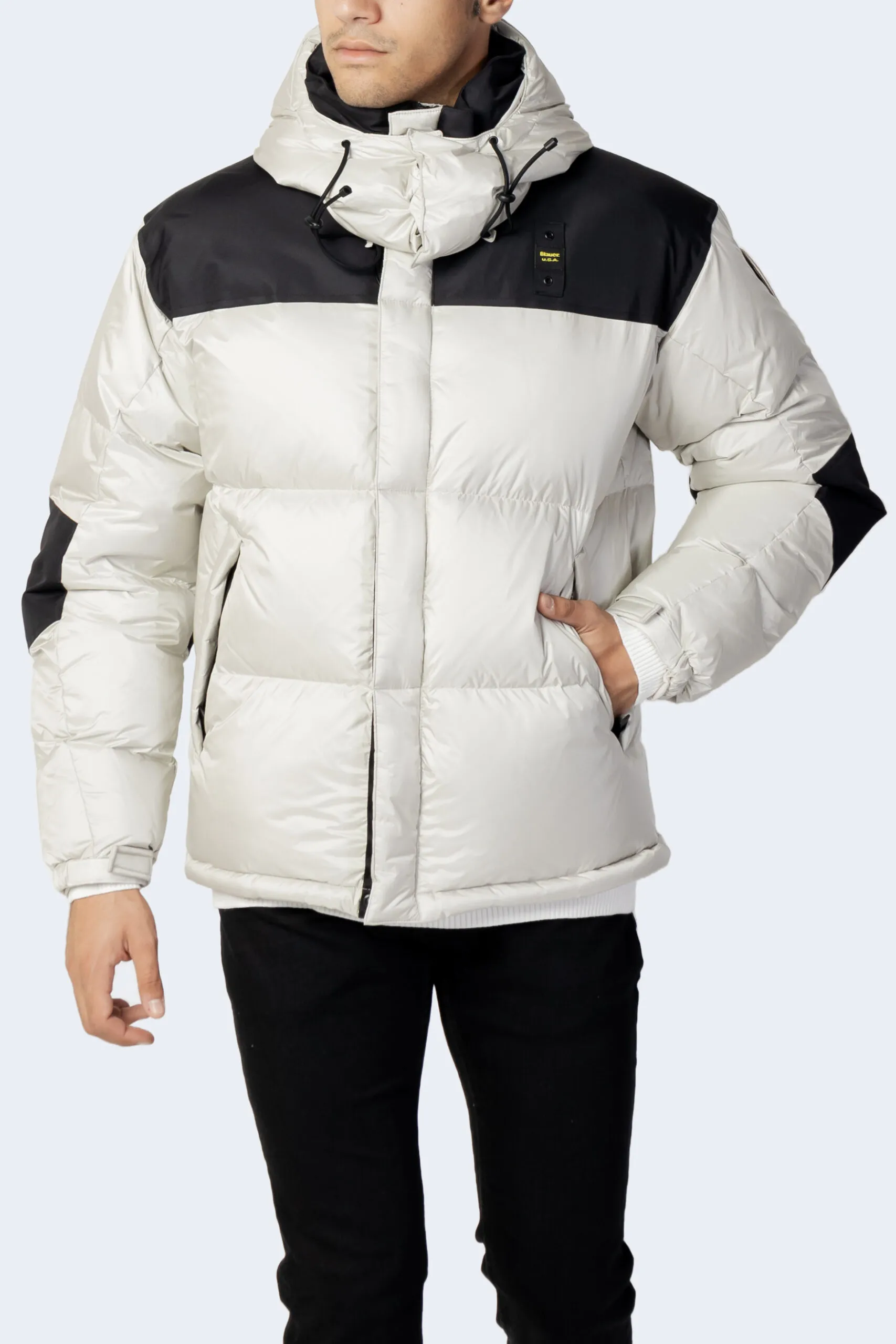 Piumino Blauer. emerson two-tone down jacket with concealed hood Grigio Chiaro