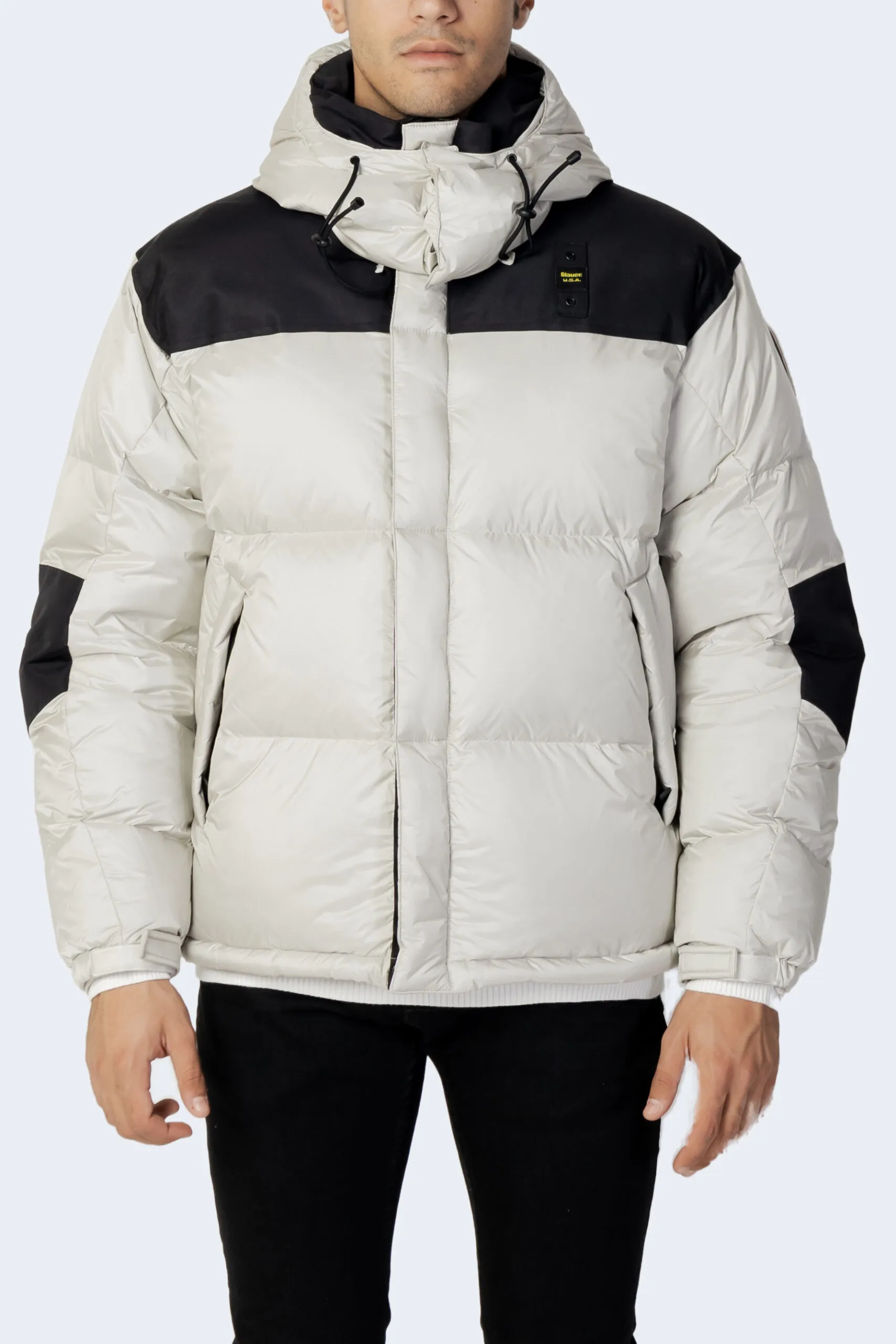 Piumino Blauer. emerson two-tone down jacket with concealed hood Grigio Chiaro