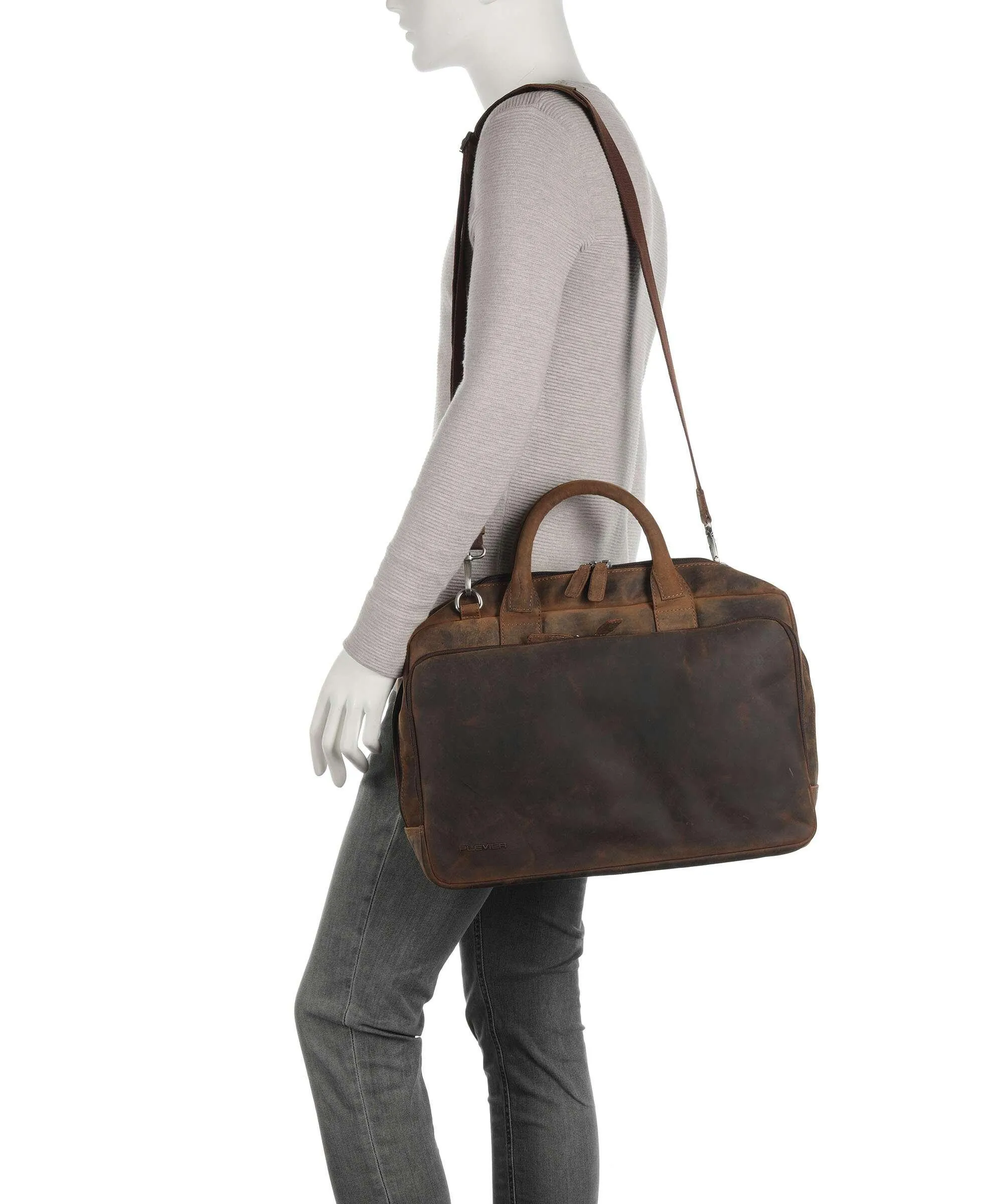  Plevier Pure Colmar Cartella 15″ pelle a grana fine marrone  