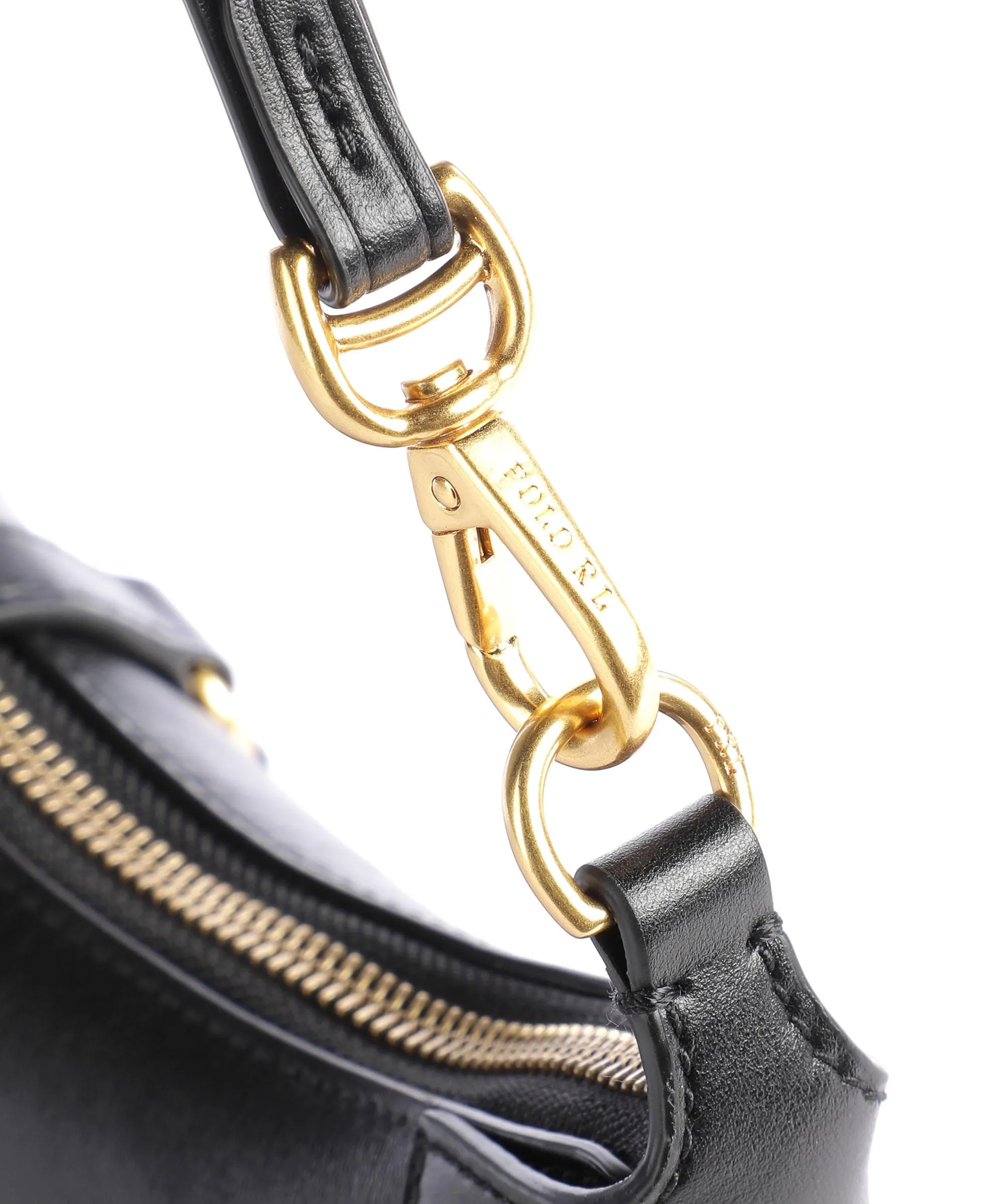  Polo Ralph Lauren ID Collection Borsa a spalla pelle di vacchetta finemente grana nero  