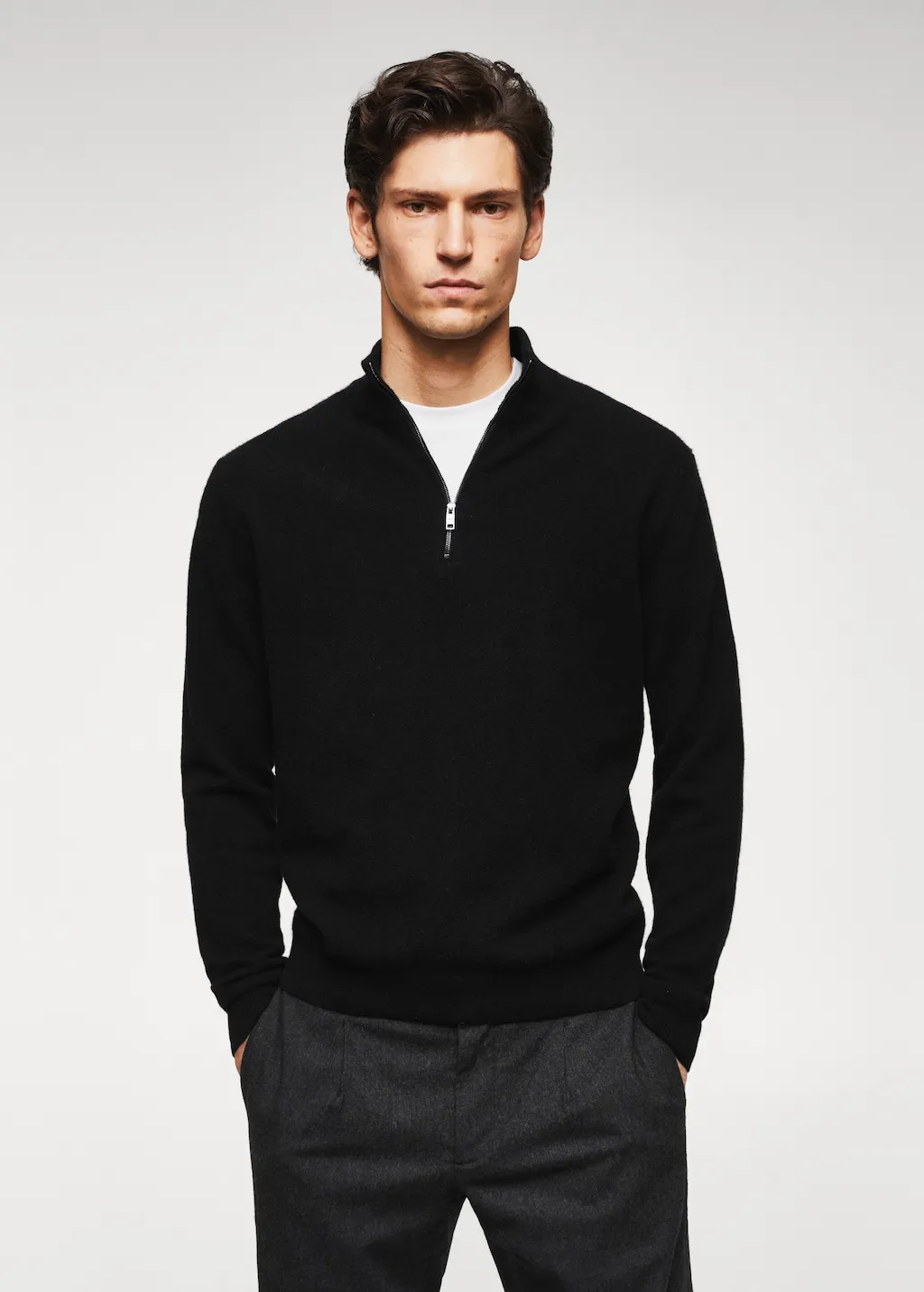 Pullover cashmere collo zip