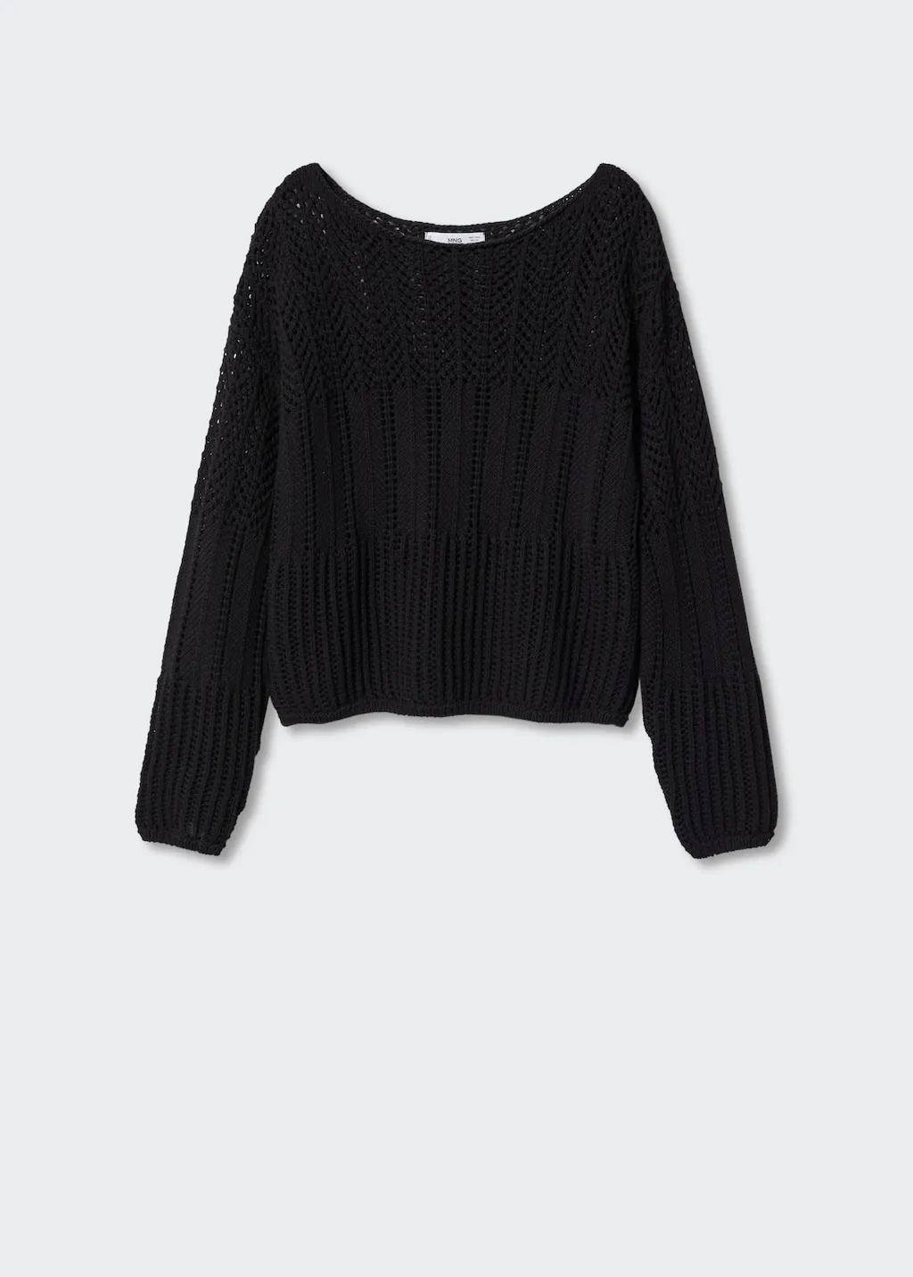 Pullover collo barca traforato