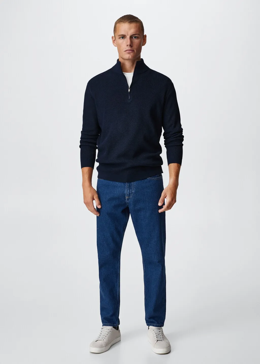 Pullover cotone collo zip