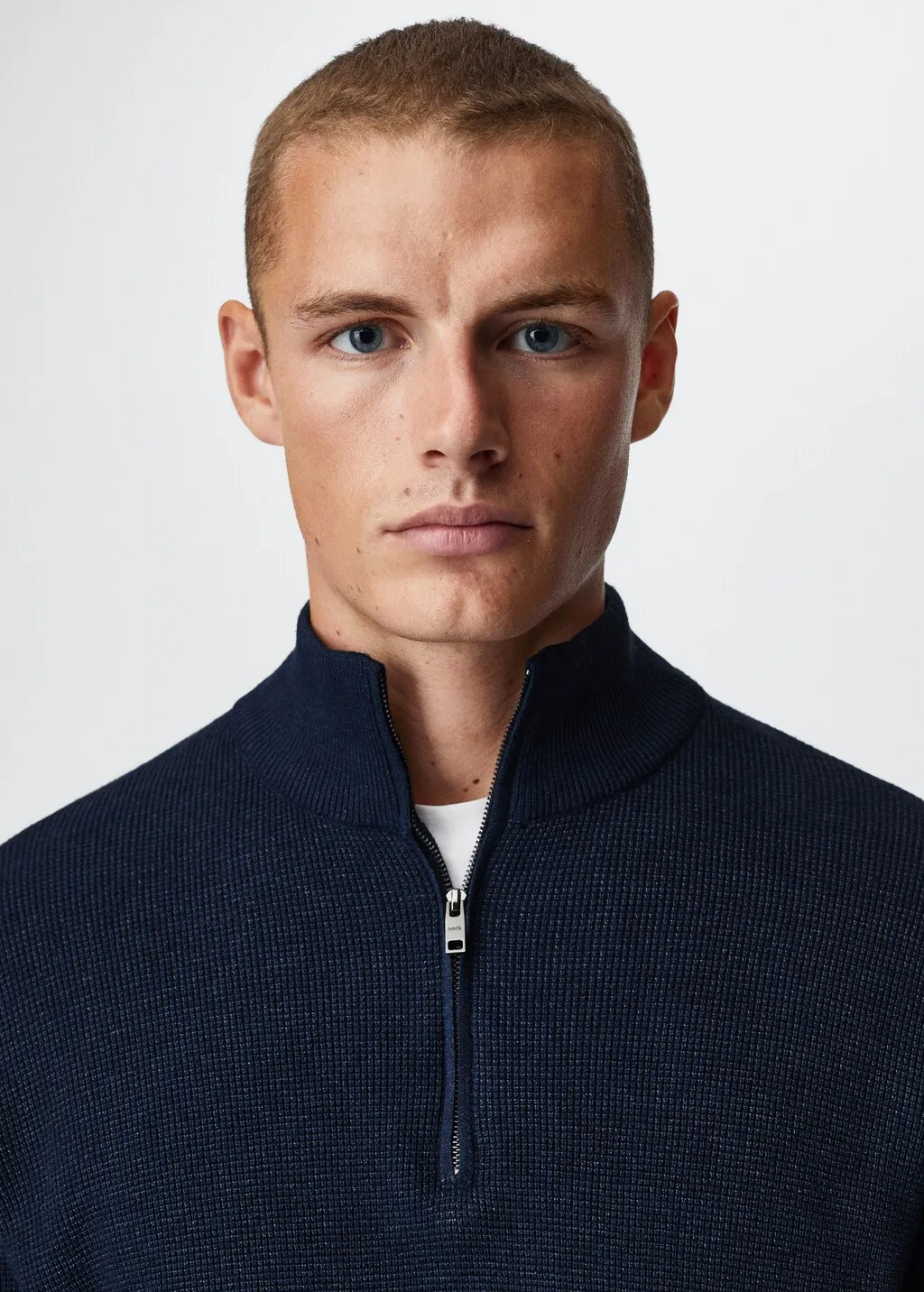 Pullover cotone collo zip