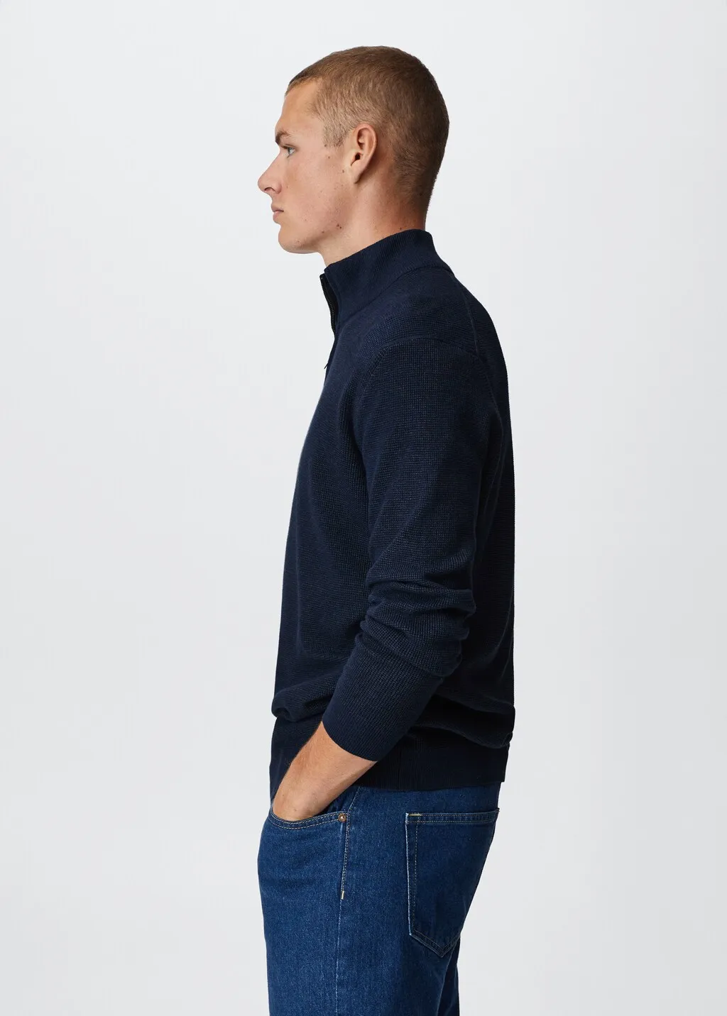 Pullover cotone collo zip