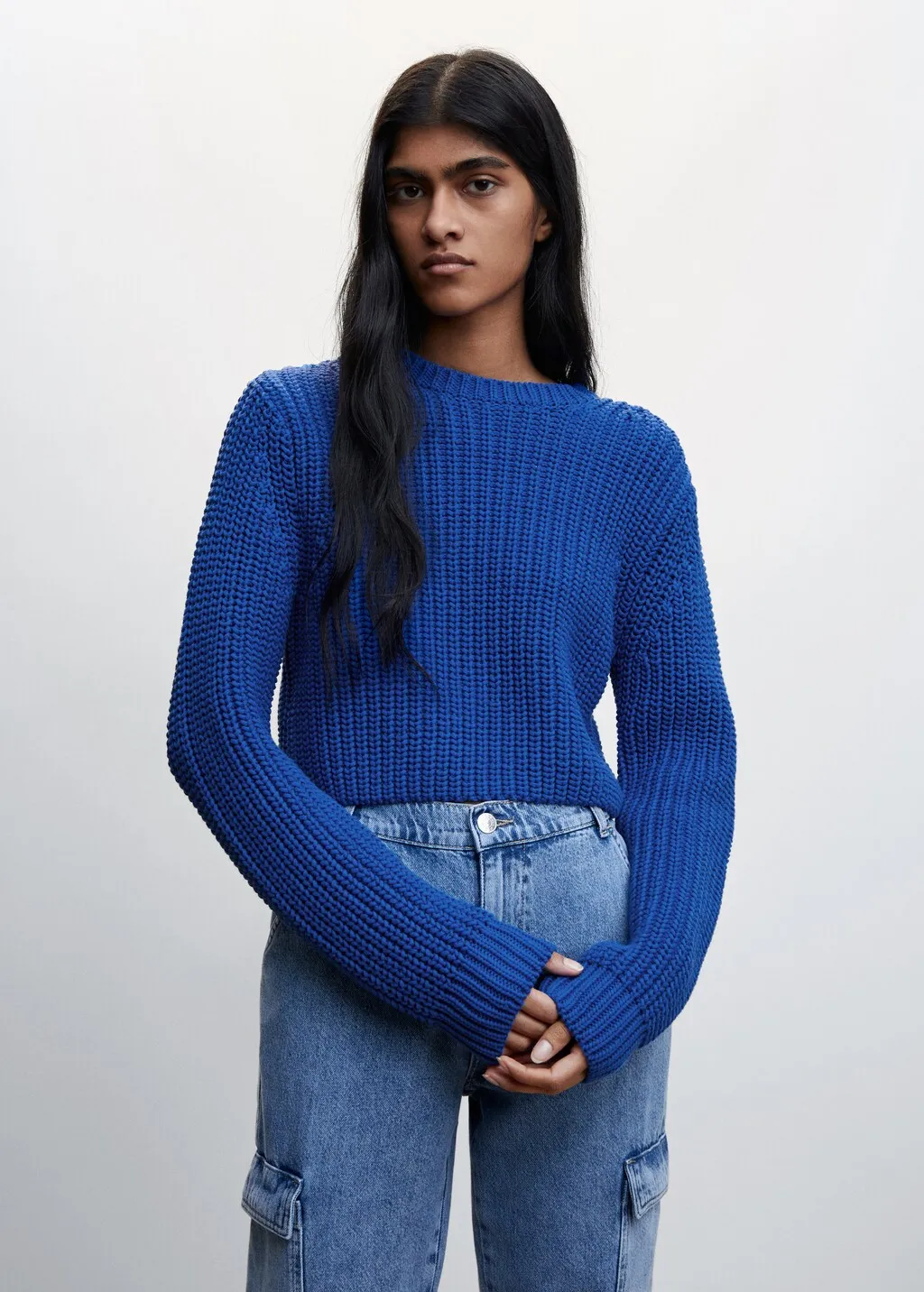 Pullover crop collo stondato