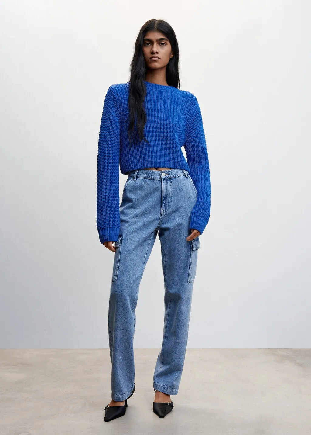 Pullover crop collo stondato