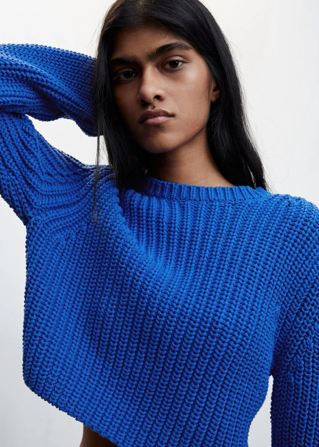 Pullover crop collo stondato