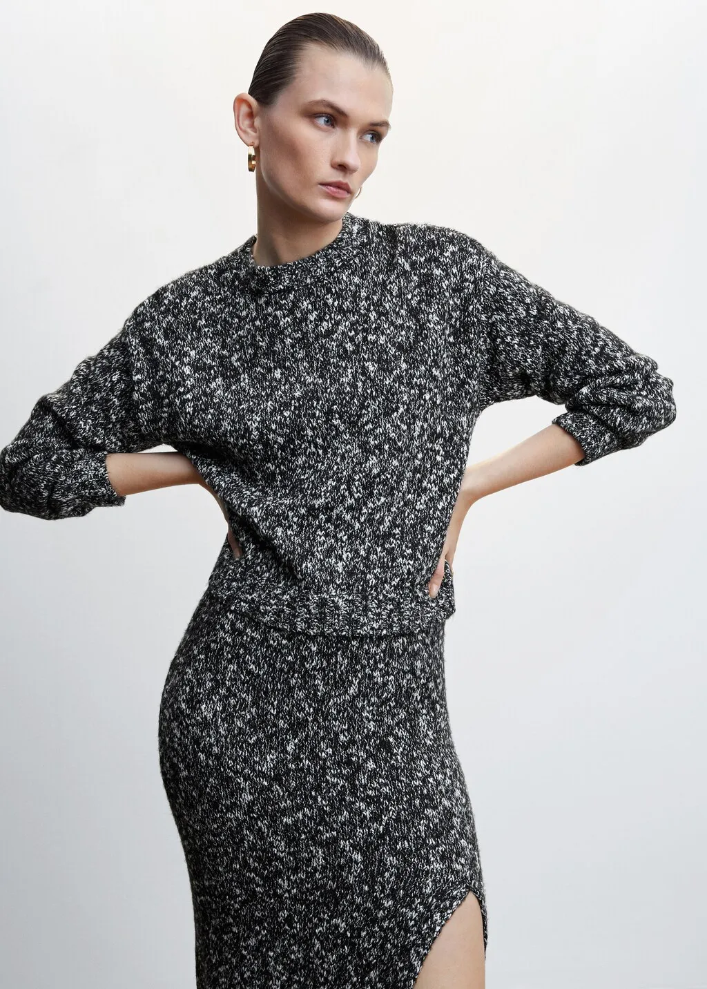 Pullover melangiato collo stondato