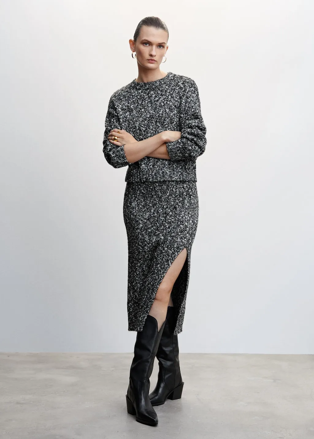 Pullover melangiato collo stondato