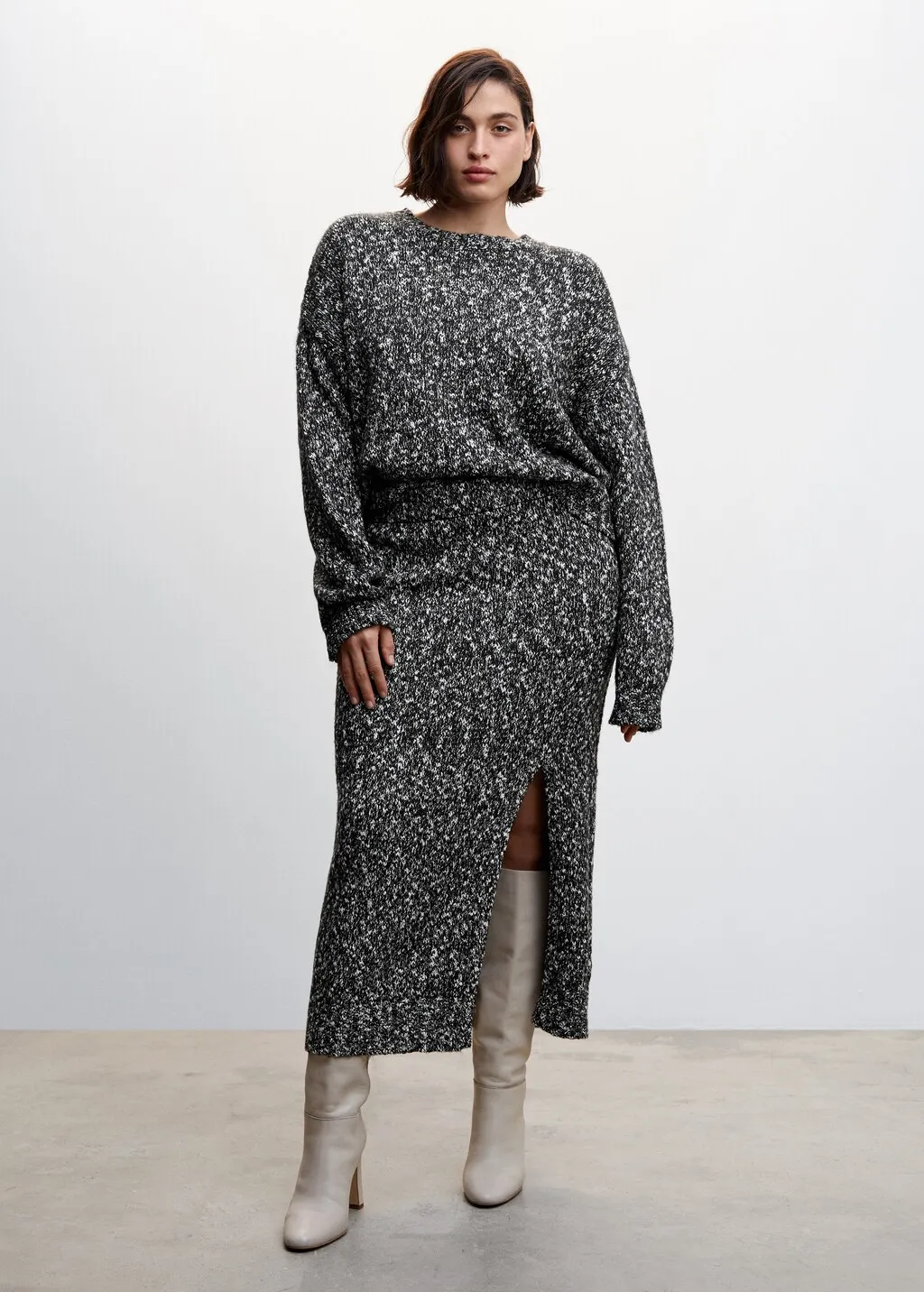 Pullover melangiato collo stondato