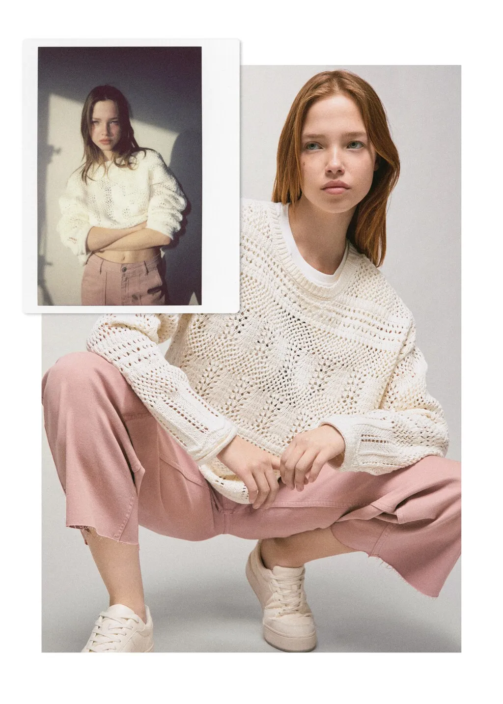 Pullover traforato collo stondato