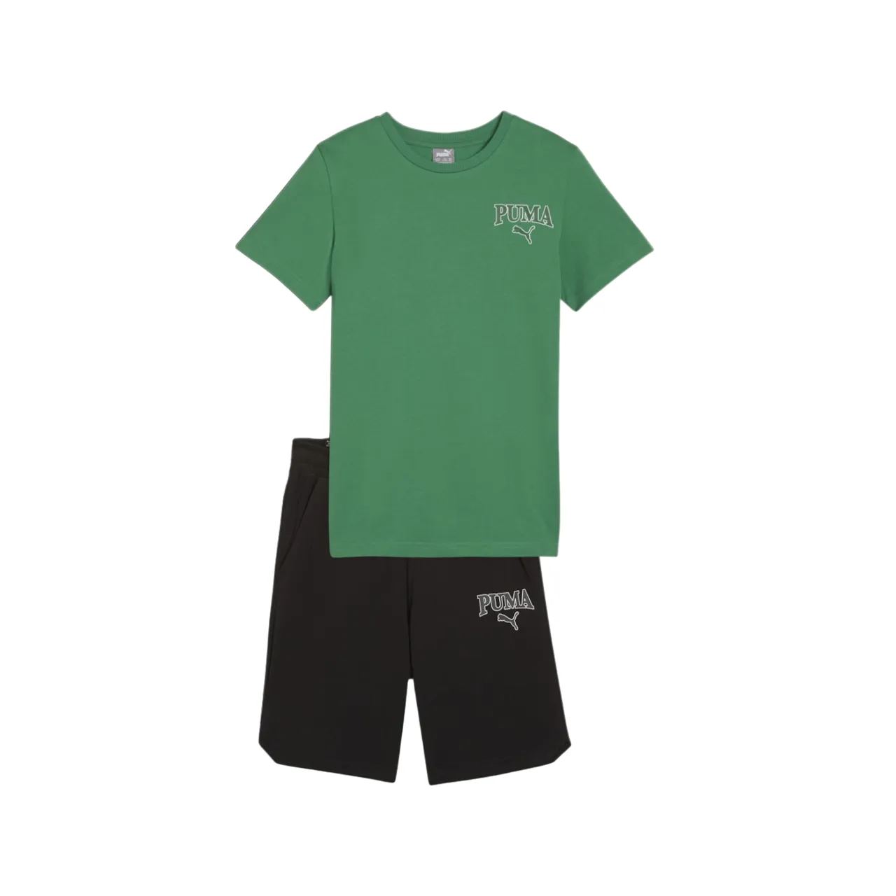 Puma completo maglietta e pantaloncino in cotone da ragazzo Squad 679284-86 verde-nero
