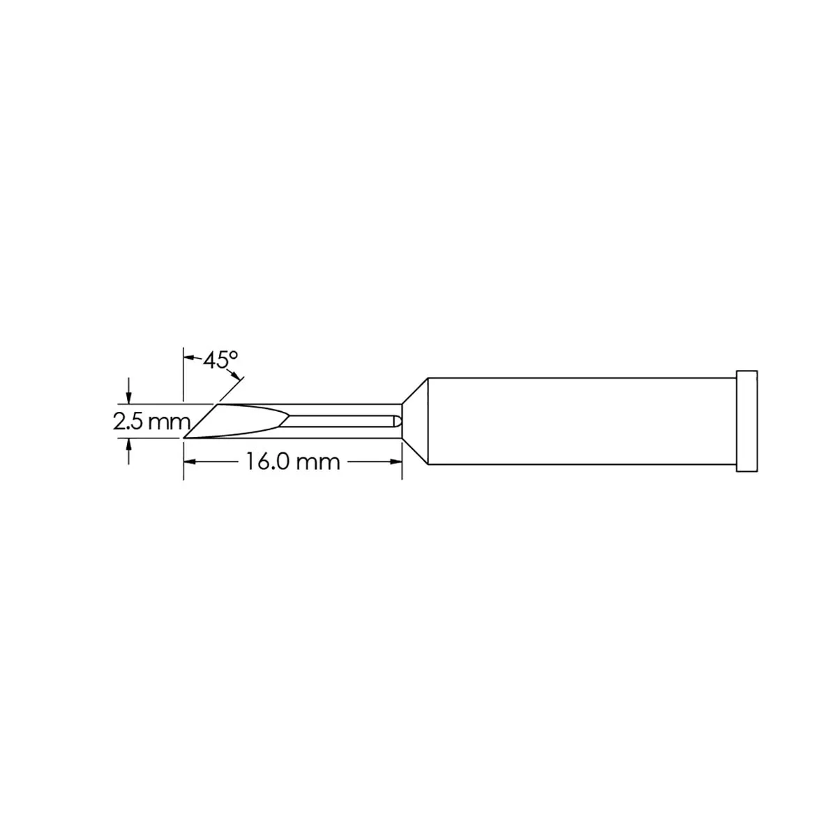 Punta saldatore Metcal GT6-KN0025S, serie GT6, 2,5 x 16 mm, forma: Coltello, angolo 45°