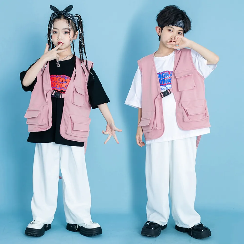 Ragazzi Hip-hop Rosa Hiphop Street Dance Abbigliamento per bambini Gilet di marca alla moda Abbigliamento per prestazioni per ba