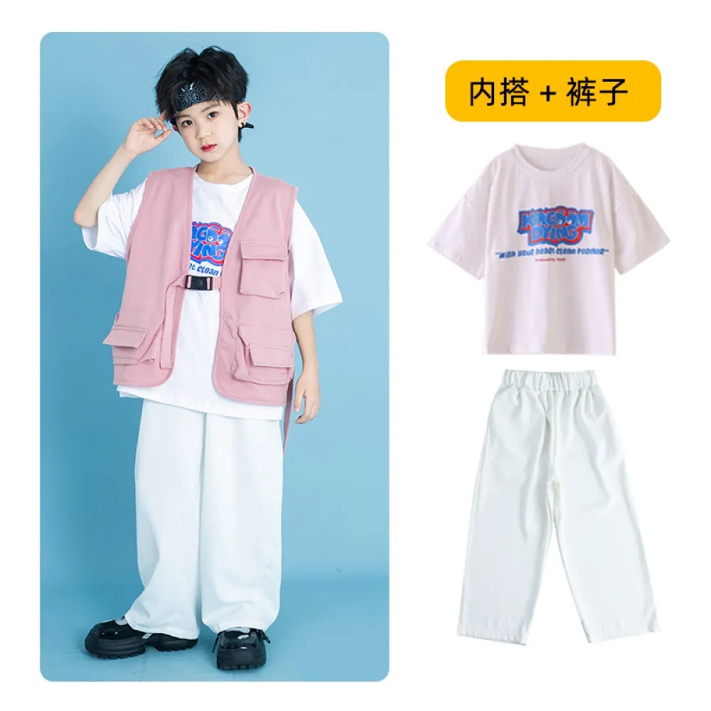 Ragazzi Hip-hop Rosa Hiphop Street Dance Abbigliamento per bambini Gilet di marca alla moda Abbigliamento per prestazioni per ba