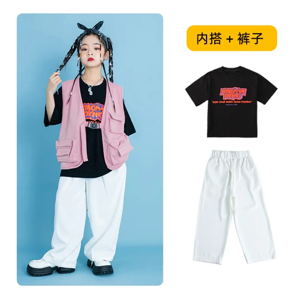 Ragazzi Hip-hop Rosa Hiphop Street Dance Abbigliamento per bambini Gilet di marca alla moda Abbigliamento per prestazioni per ba