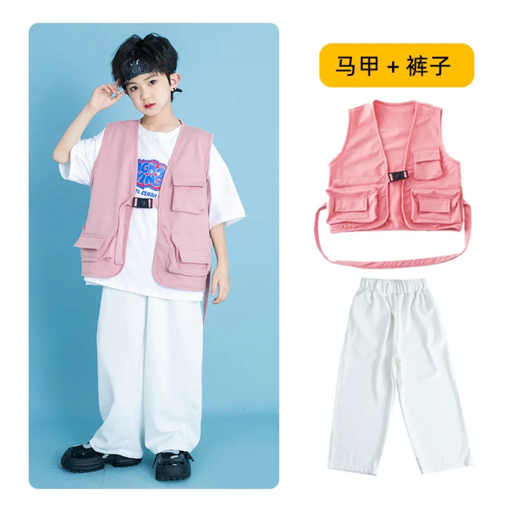 Ragazzi Hip-hop Rosa Hiphop Street Dance Abbigliamento per bambini Gilet di marca alla moda Abbigliamento per prestazioni per ba
