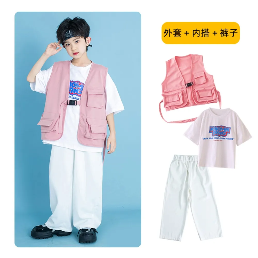 Ragazzi Hip-hop Rosa Hiphop Street Dance Abbigliamento per bambini Gilet di marca alla moda Abbigliamento per prestazioni per ba