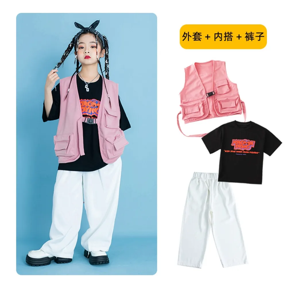 Ragazzi Hip-hop Rosa Hiphop Street Dance Abbigliamento per bambini Gilet di marca alla moda Abbigliamento per prestazioni per ba