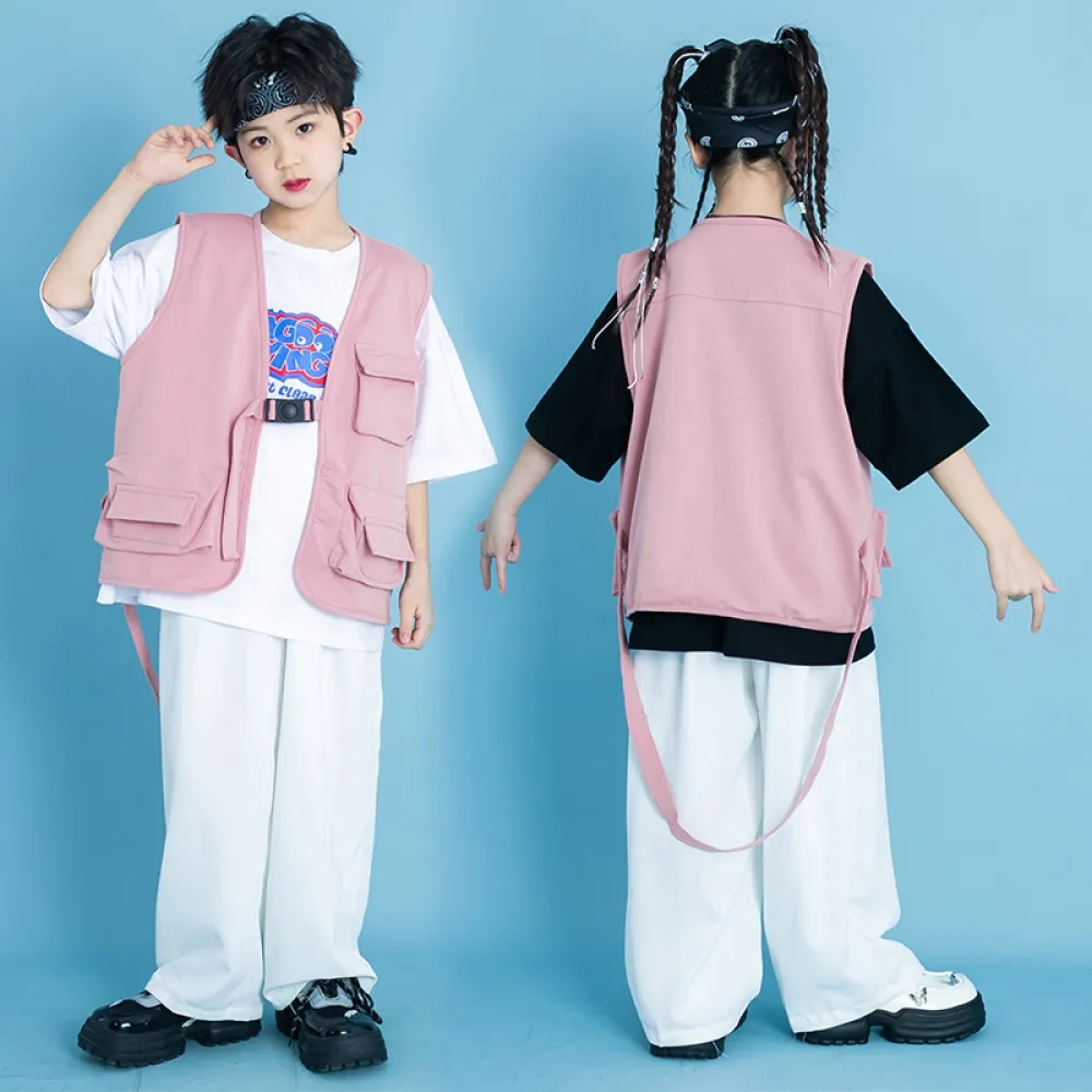 Ragazzi Hip-hop Rosa Hiphop Street Dance Abbigliamento per bambini Gilet di marca alla moda Abbigliamento per prestazioni per ba
