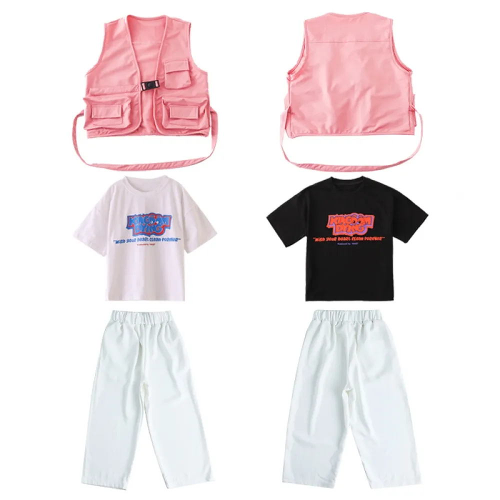 Ragazzi Hip-hop Rosa Hiphop Street Dance Abbigliamento per bambini Gilet di marca alla moda Abbigliamento per prestazioni per ba