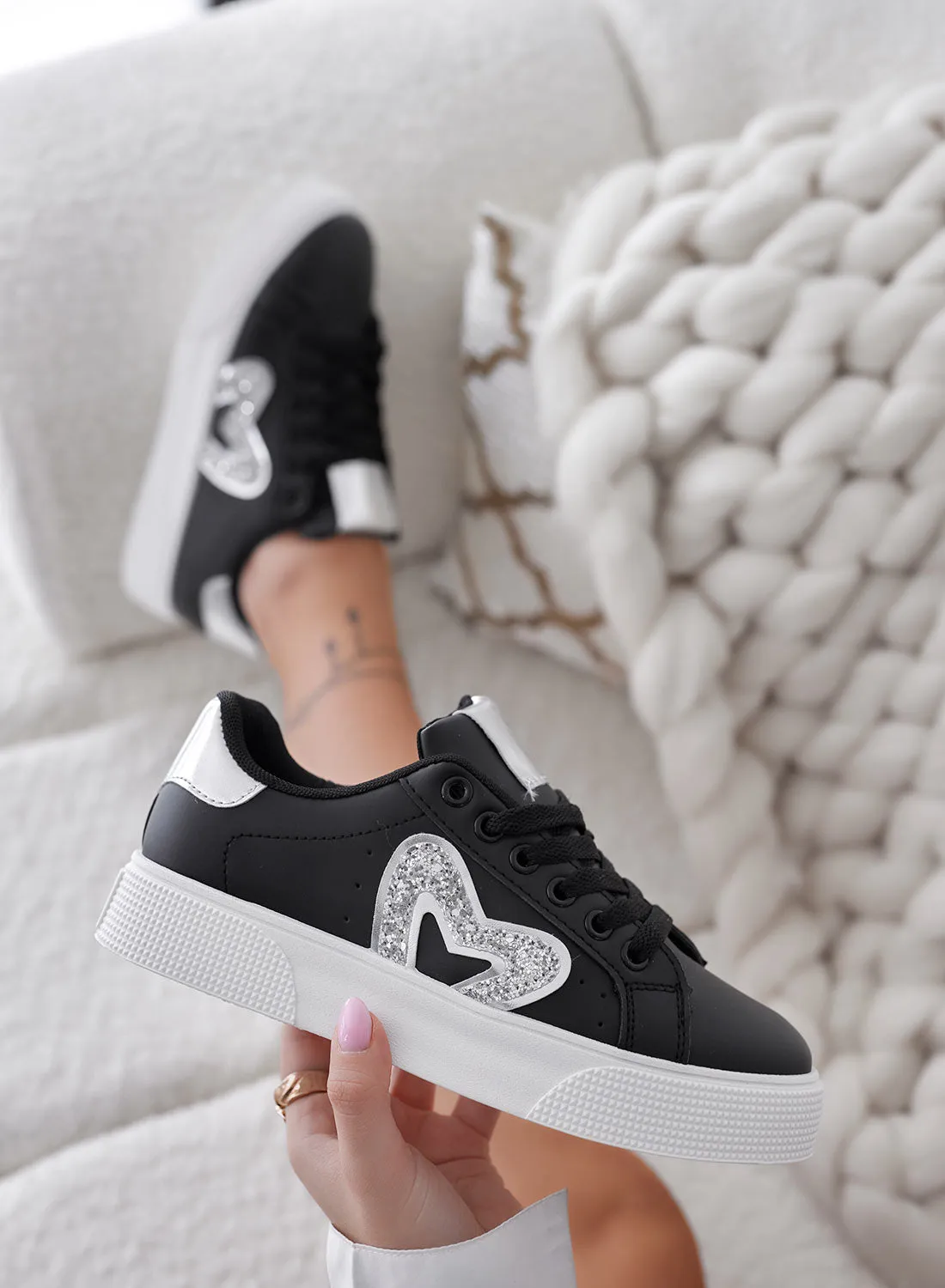 RUMBA - Sneakers nere con inserti glitter argento
