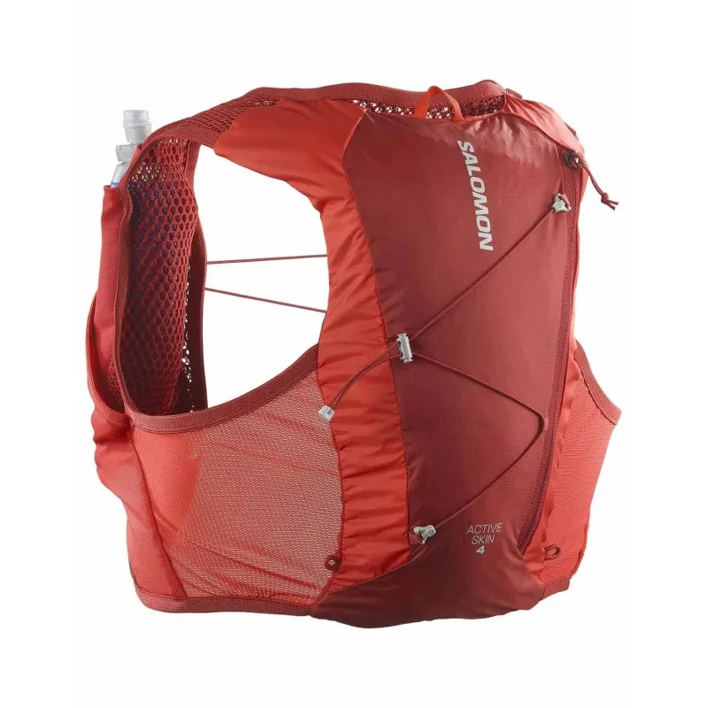 SALOMON ACTIVE SKIN 4 Gilet da running unisex con flask inclusi RED DAHLIA / HIGH RISK RED