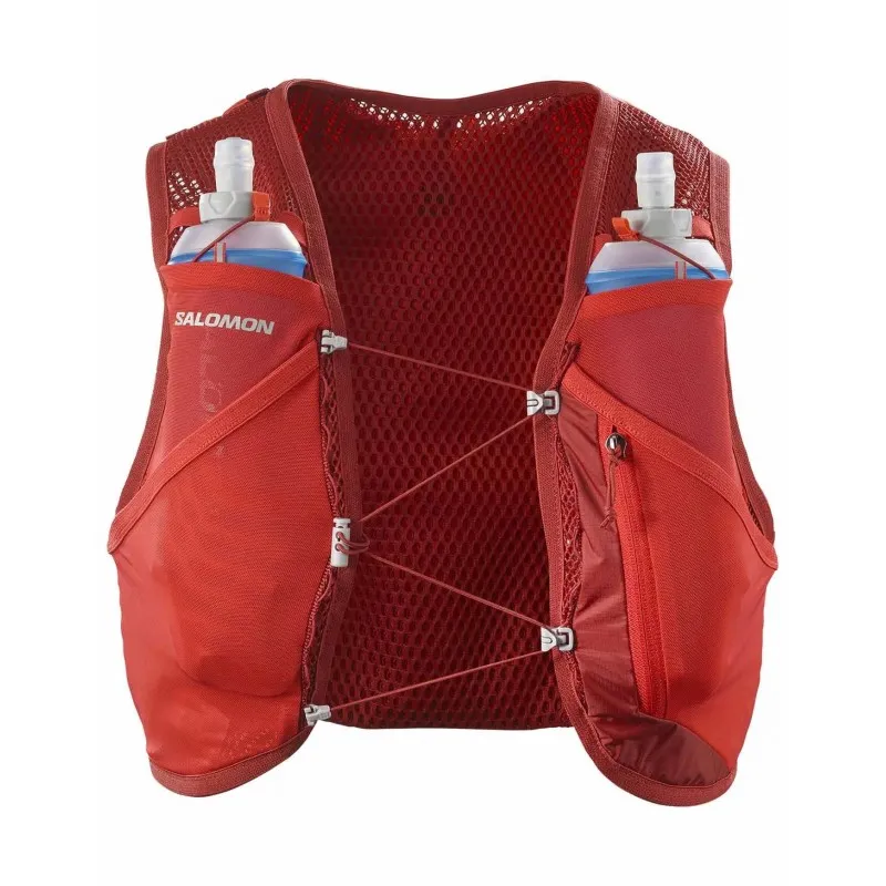SALOMON ACTIVE SKIN 4 Gilet da running unisex con flask inclusi RED DAHLIA / HIGH RISK RED