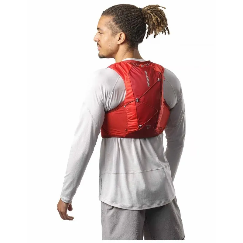 SALOMON ACTIVE SKIN 4 Gilet da running unisex con flask inclusi RED DAHLIA / HIGH RISK RED