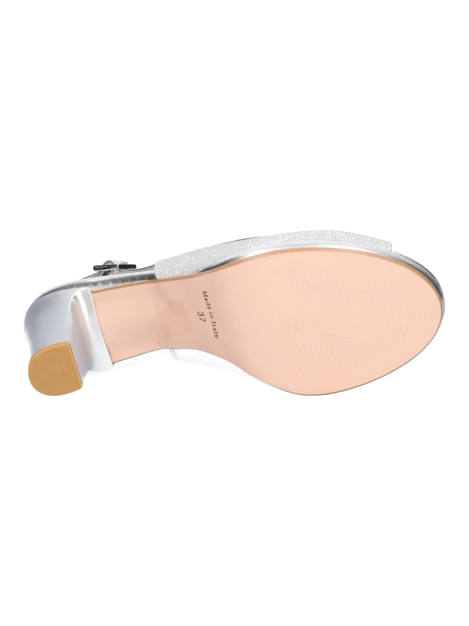 Sandalo elegante con tacco largo Valleverde da donna argento glitter