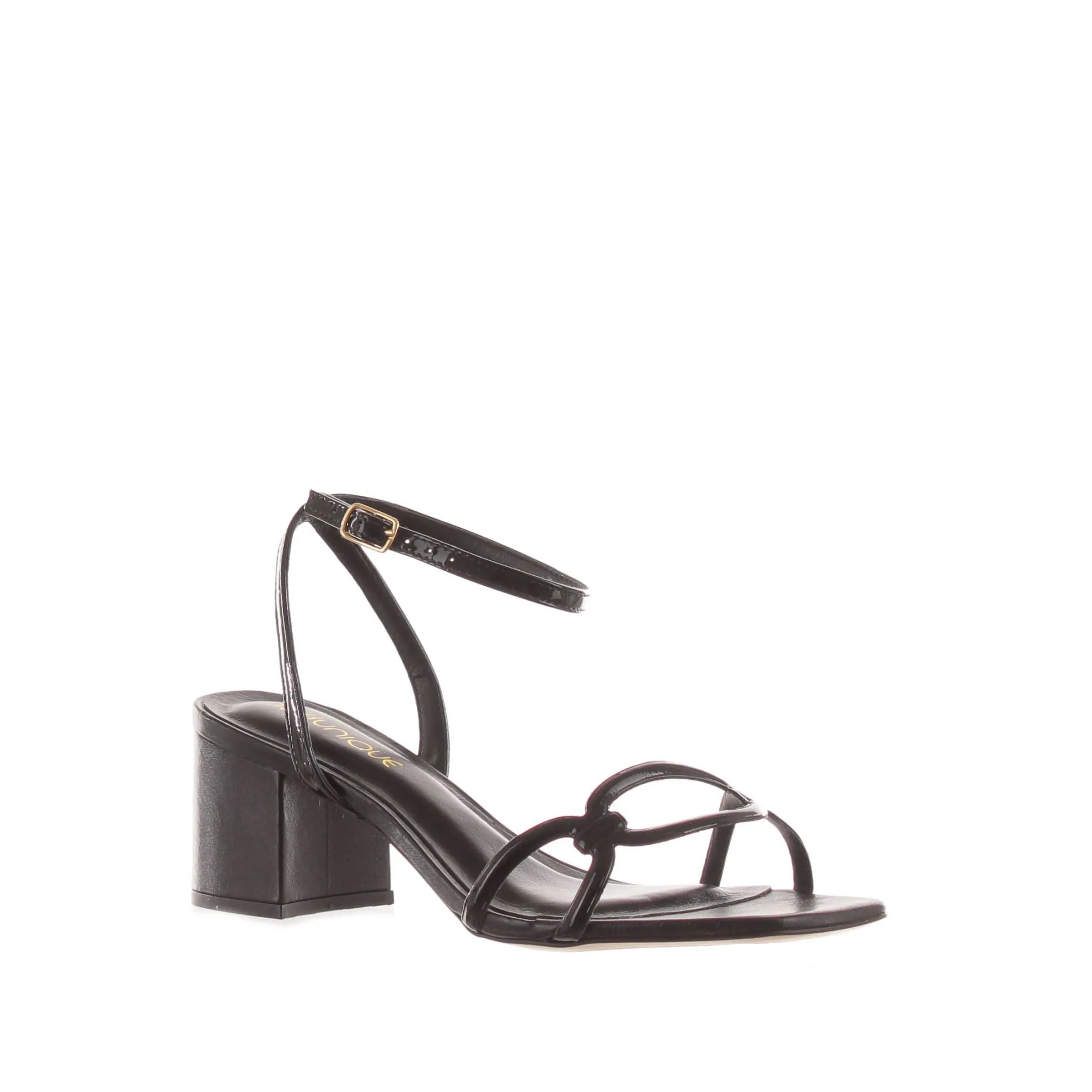 Sandalo in vernice con tacco midi