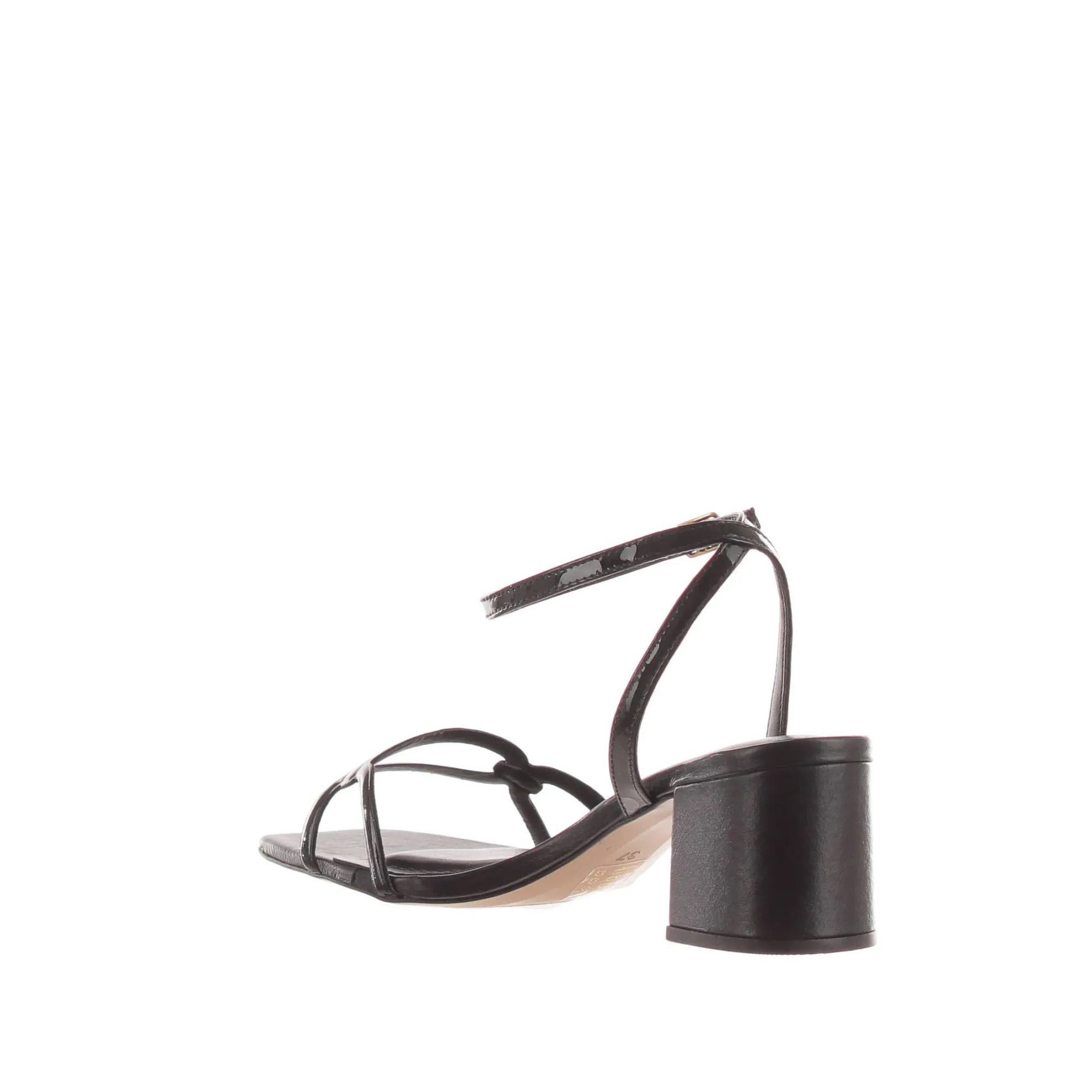 Sandalo in vernice con tacco midi