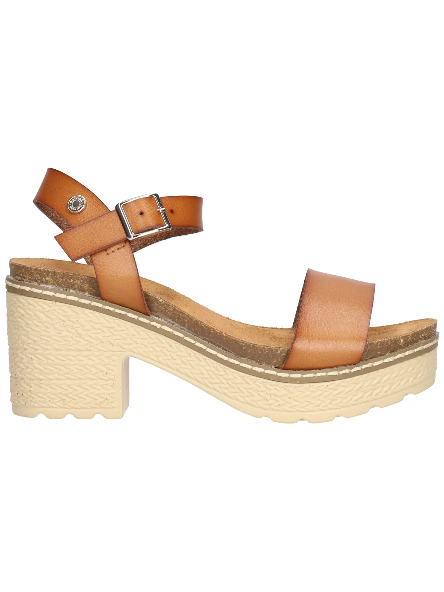 Sandalo tacco largo Refresh Vegan da donna cuoio