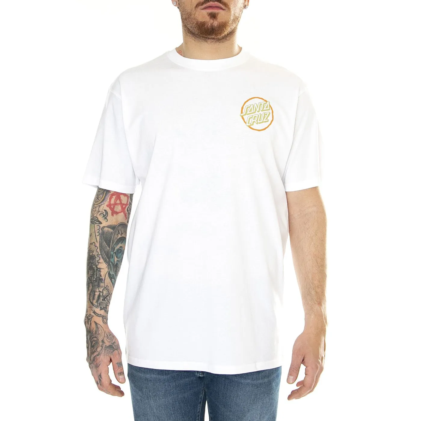 Santa Cruz Breaker Check Opus Dot White - Maglietta Girocollo Uomo Bianca    