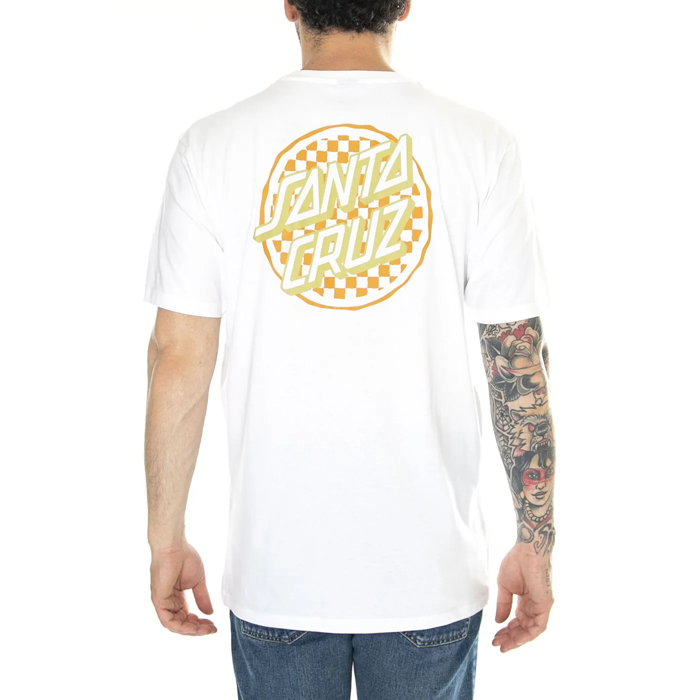 Santa Cruz Breaker Check Opus Dot White - Maglietta Girocollo Uomo Bianca    