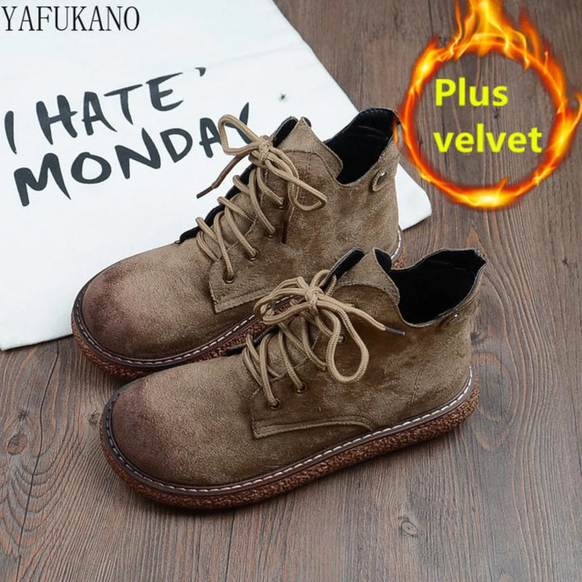 Scarpe da bambola a testa grande con suola spessa stile Harajuku Stivali corti retrò Mori Stivaletti comodi fatti a mano Stivali