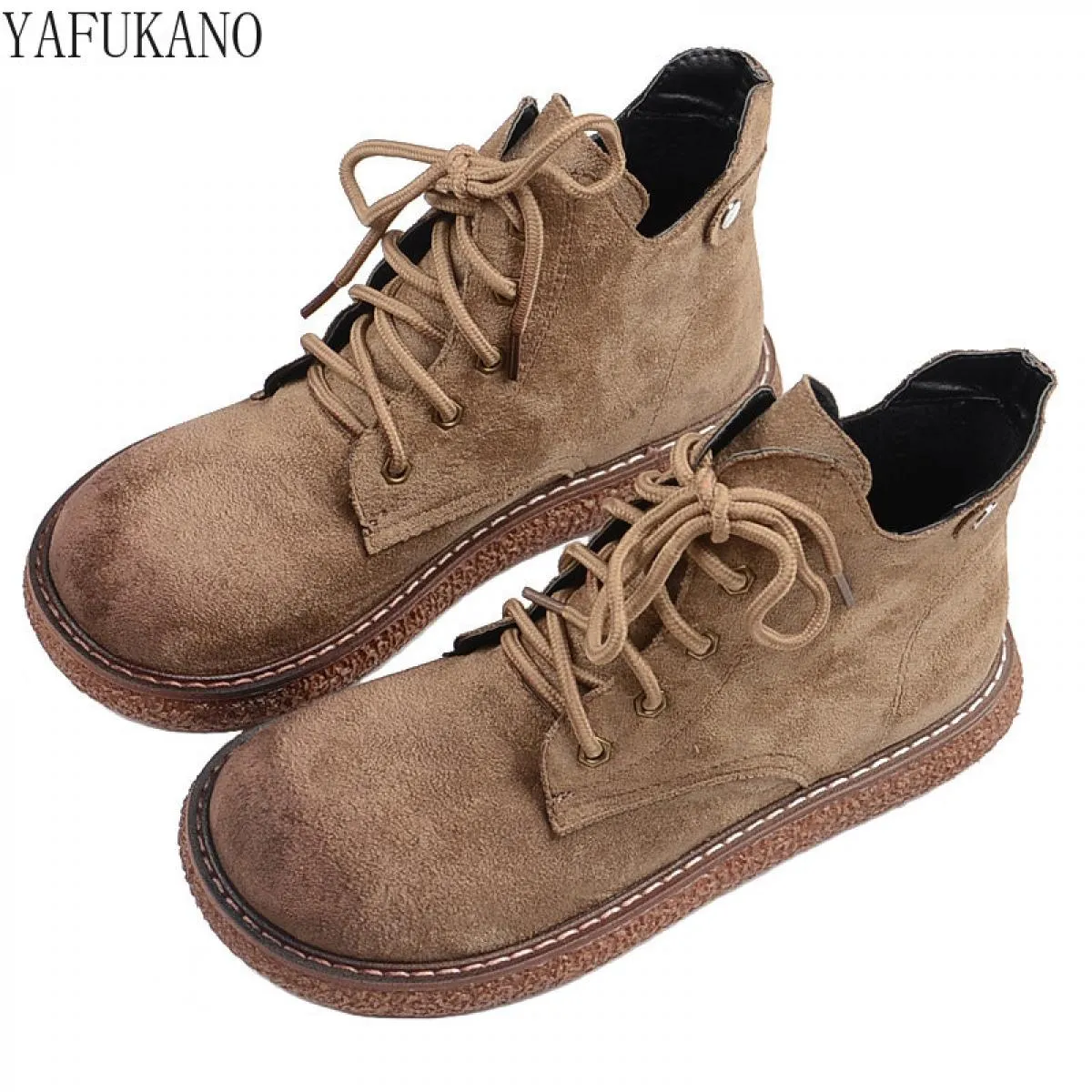 Scarpe da bambola a testa grande con suola spessa stile Harajuku Stivali corti retrò Mori Stivaletti comodi fatti a mano Stivali