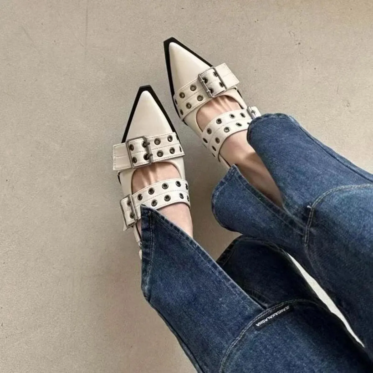 Scarpe slingback Tacco grosso gotico Décolleté da donna Rivetto Street Style Tacco medio Sandali casual vintage Primavera Estate