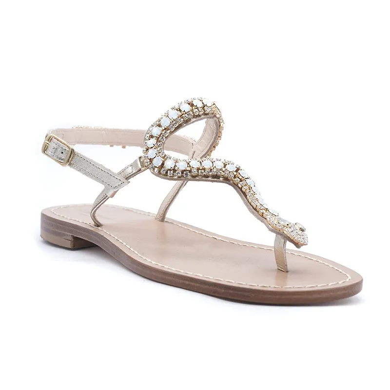 Serpente - sandali infradito pietre bianche Opal